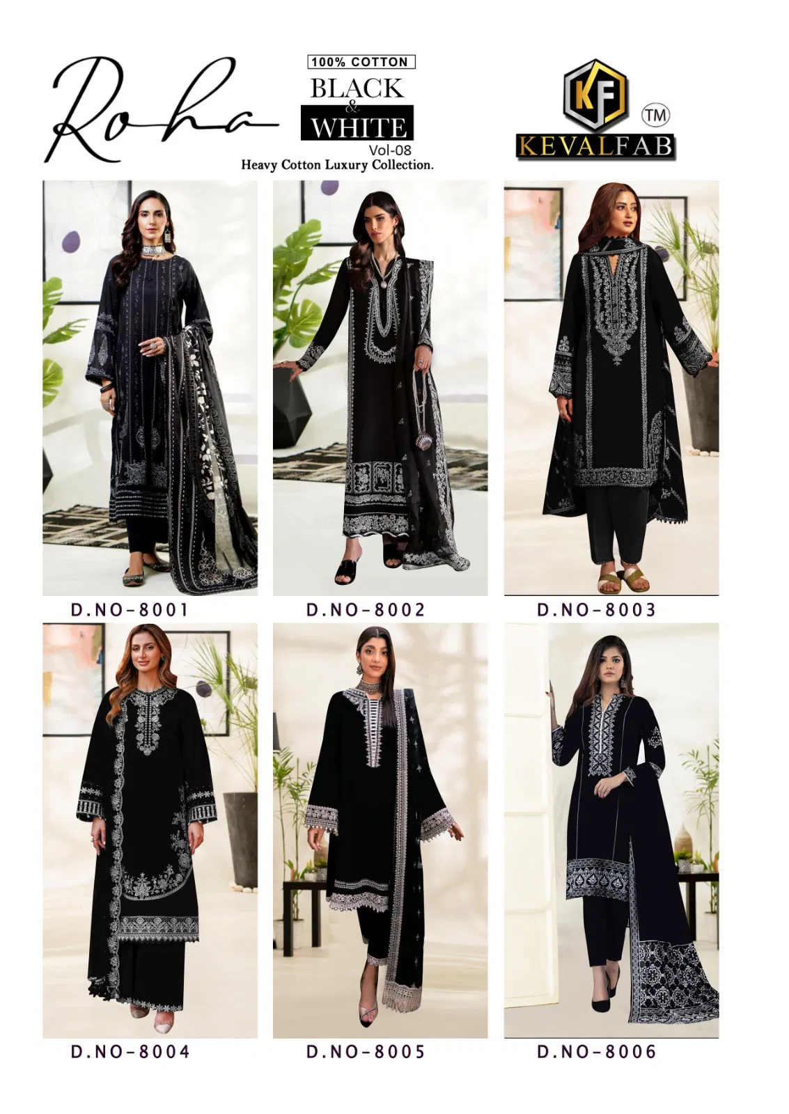 Roha Black And White Vol 8 By Keval Karachi Cotton Printed Dress Material Wholesale